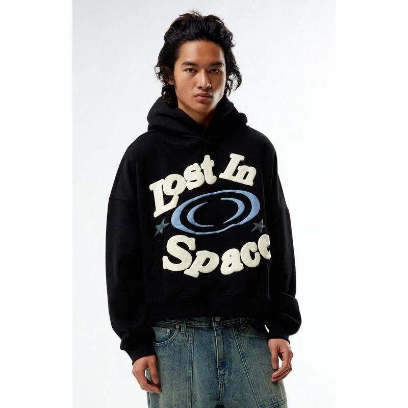 Pacsun Men's Lost In Space Puff Graphic Cropped Hoodie