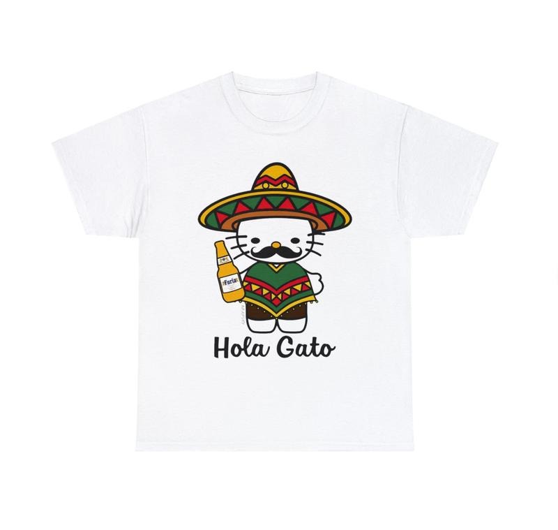 Parody kitty Anime Kat Shirt Mexican Mexico Latino Chicano, emo scene grunge y2k amity affliction tapout domo kun Top Womenswear Underwear Lady Streetwear Tshirt