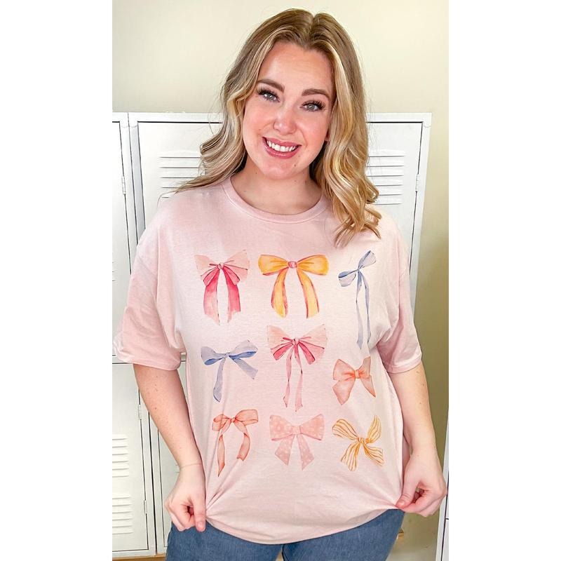 Pastel Bow Graphic T-Shirt