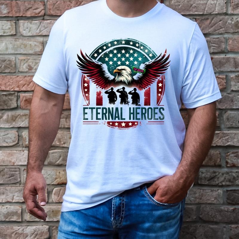 Patriotic Eagle T-Shirt, Eternal Heroes Tee, Unisex Graphic Shirt, Veteran's Day Apparel, Independence Day Gift