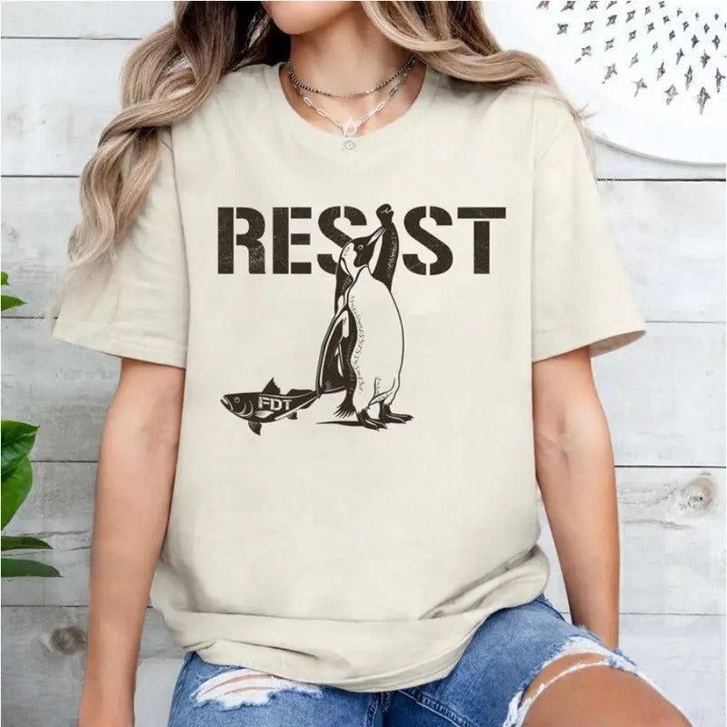 Penguins Against Tariffs Shirt Funny Anti Trump Tshirt Fashion Cotton, Full Colors, Full Sizes, For Men, For Women Tropical Tropical Tropical