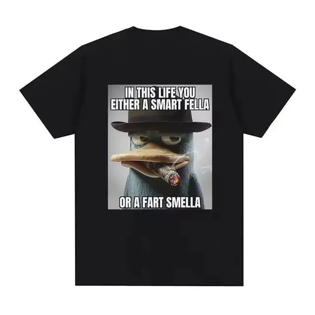 Perry Platypus Youre Either A Smart Fella or A Fart Smella Funny Vintage Graphic Tee Men's Women's Fashion Oversized T Shirts Top Menswear Streetwear