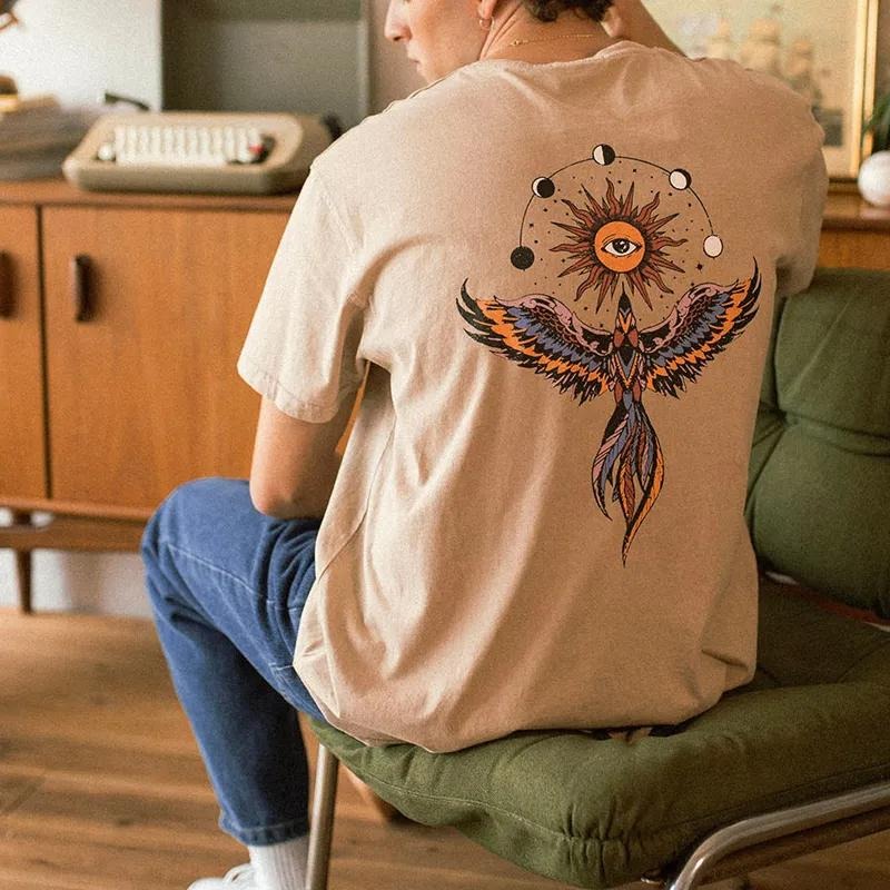 Phoenix Graphic Printed Mens Retro Unisex T-Shirt Menswear Top