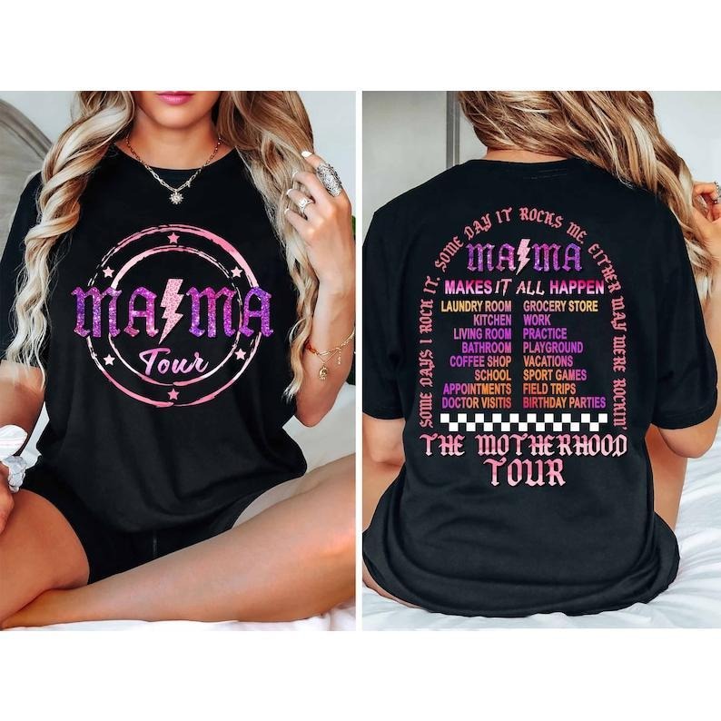 Pink Motherhood Tour Sweatshirt 2 Sided, Retro Mama Rock Shirt, Mom Life Rock  T-shirt, sweater and Hoodie Cotton