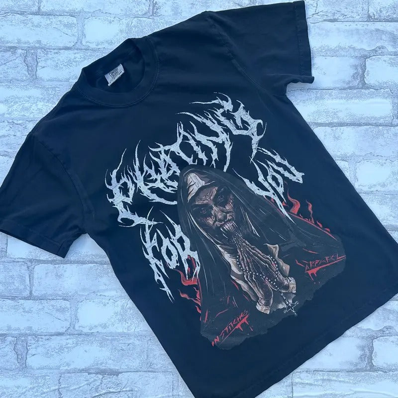 Praying For You Graphic Tee Color Comforts Tshirts Halloween Spooky Tee Alternative Fashion Gothic
