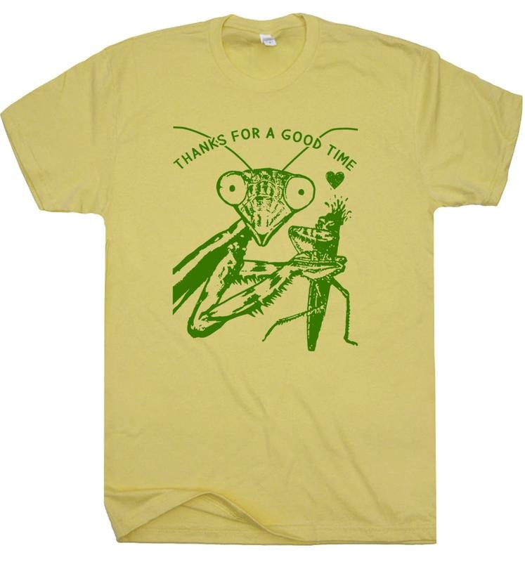 Praying Mantis T Shirt Funny Weird Crazy Shirts for Women Men Man Eater Cute Insect Shirt Cool Graphic Shirts Dark Humor Tee Silly Saying Menswear Top Underwear Tshirt Shortsleeve