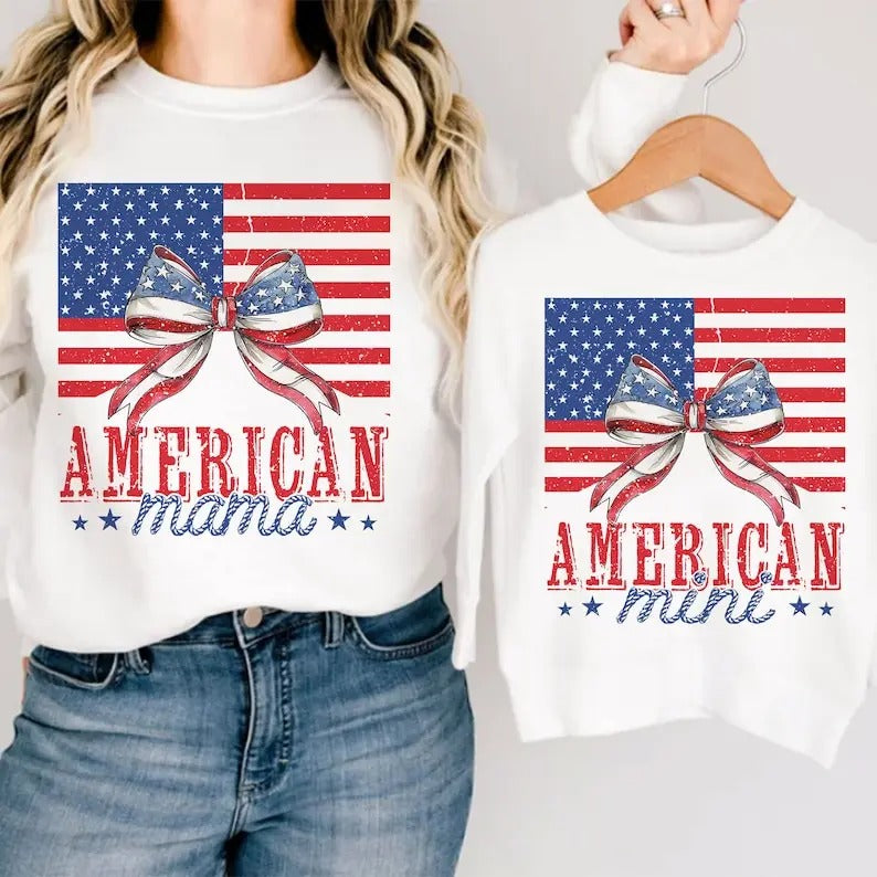 Premium  Coquette American Mama Mini , Coquette 4th Of July , 4th Of July Png, Mama , America png, Independence Day sweatshirt