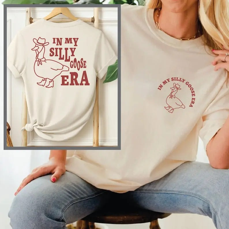 Premium  In My Silly Goose Era Shirt, Silly Goose T Shirt, Aesthetic TShirt, Funny Oversized Shirt, Unisex Tee