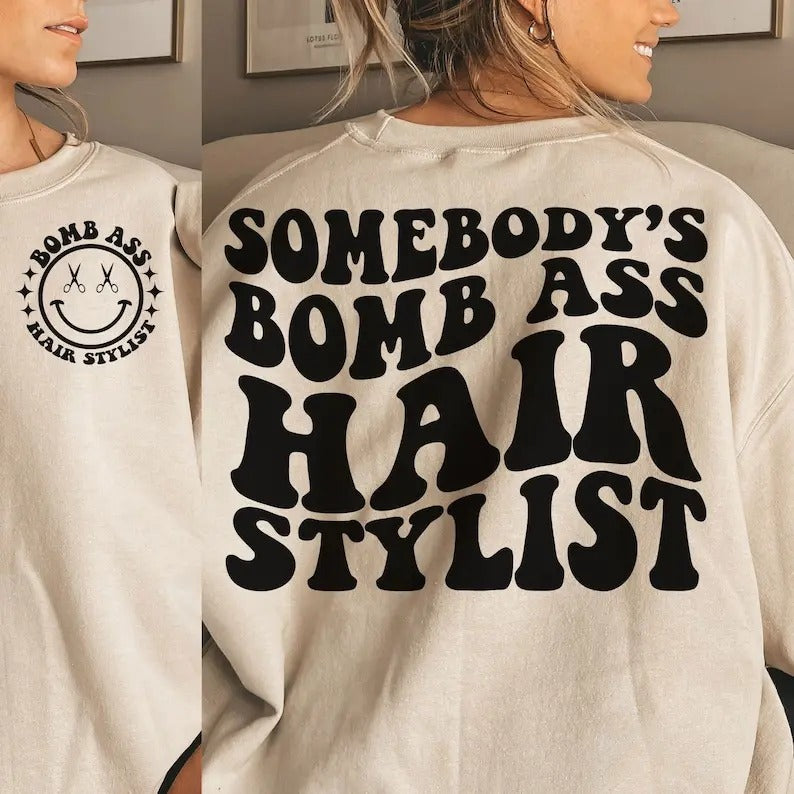 Premium  Somebody's Bomb Ass Hair stylist Somebody's, Hair Stylist, Wavy, Trending , Funny shirt