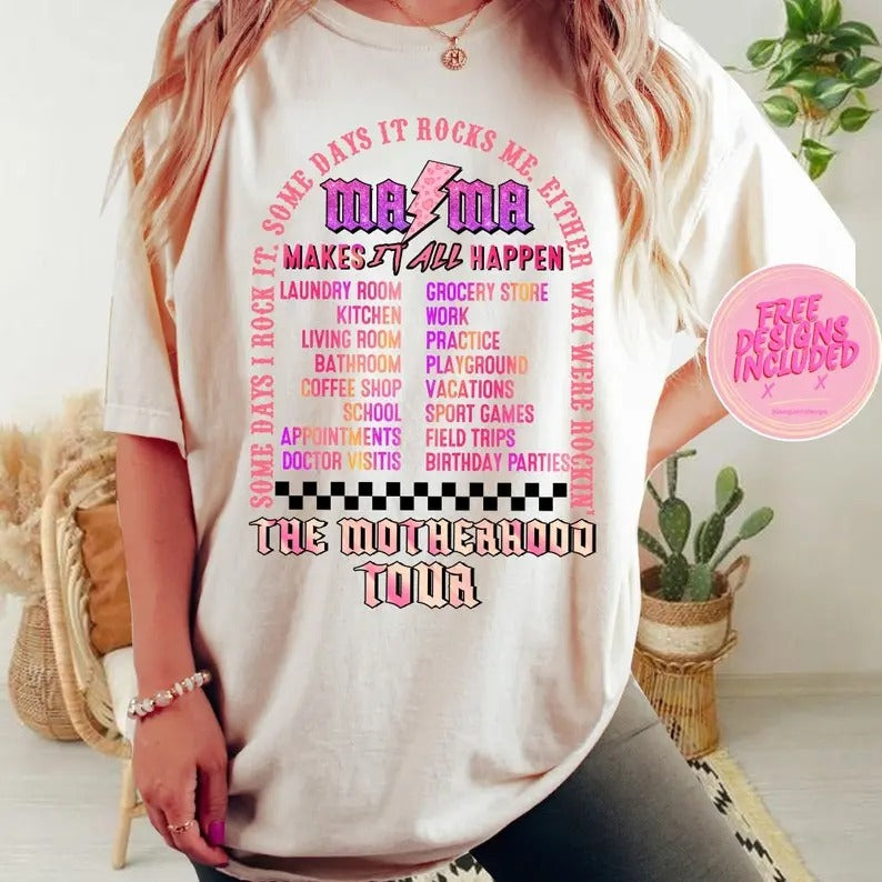 Premium  The Motherhood Tour ,Some Days I Rock It ,Some Days It Rocks Me ,Either way were rockin ,mama lighting bold ,glitter mom