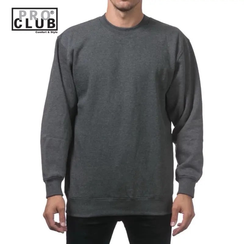 Pro Club Plain Blank Crew Neck Fleece Pullover Sweatshirt - 9oz Casual Crewneck Classic Cotton Menswear Sweatshirt Tops - Long Sleeve, Hoodie