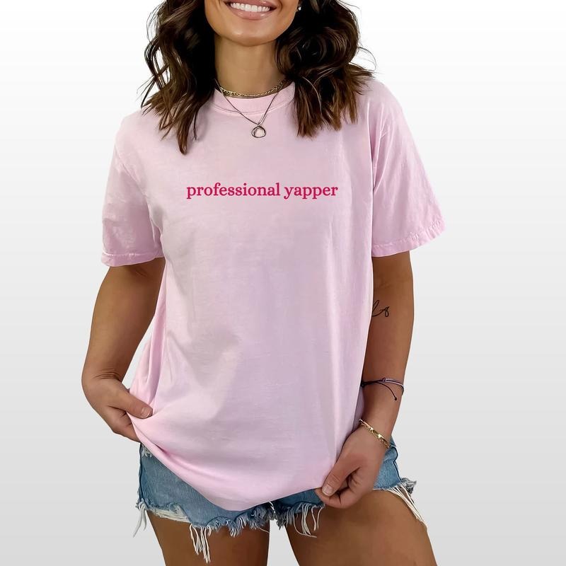 Professional Yapper Shirt, Born To Yap Graphic Tee Women, Sarcasm Printed Women T-shirts, Comfy Oversized Graphic Tee, Funny Saying Outfits, Women's Tops, Womenswear, Cotton Fabric Relaxed Fit Chic Style
