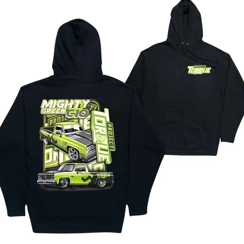 Project Torque Mighty Green C10 Hoodie, Truck Shirts, Shirts For Men, Car Merch, Menswear, Unisex Cotton Casual Top for Men Classic