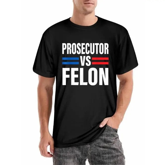 Prosecutors vs. Felons, Support Kamala Harris, 2024 Presidential T-shirt, Kamala Harris - Men's Presidential T-shirt, Men's Funny Funny Quotes T-shirt, short sleeve novelty cotton T-shirt Classic, round neck Made in USA
