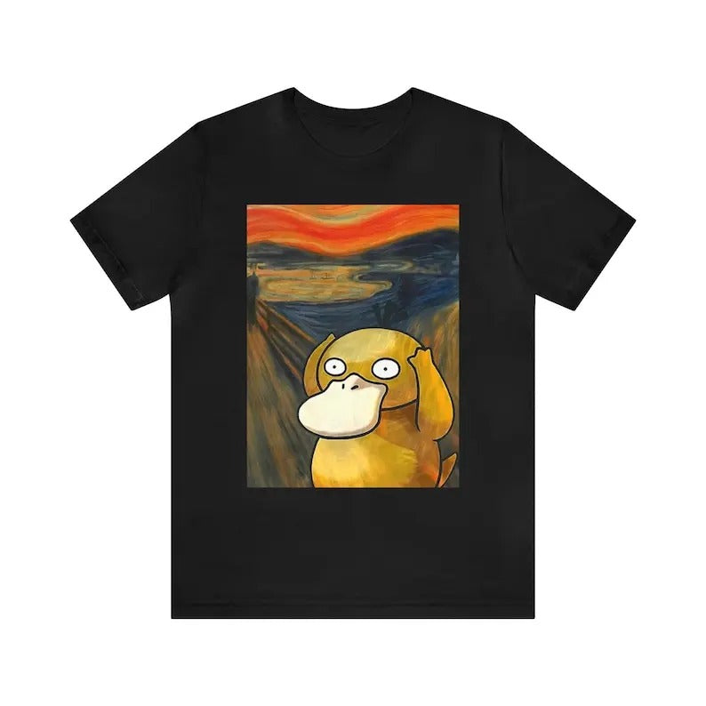 Psyduck the Scream Shirt Cute Outfit Retro Short Sleeve Casual Classic Cotton Graphic Tees
