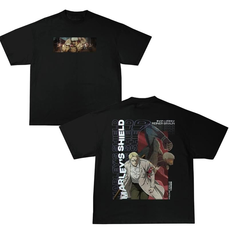REINER BRAUN VINTAGE T-SHIRT, 2 SLIDE ATTACK ON TITAN TShirt, ATTACK ON TITAN Shirt, ATTACK ON TITAN Merch, Anime Shirt, Vintage Graphic Tee, Anime Graphic Tee, gift For fan Top Menswear