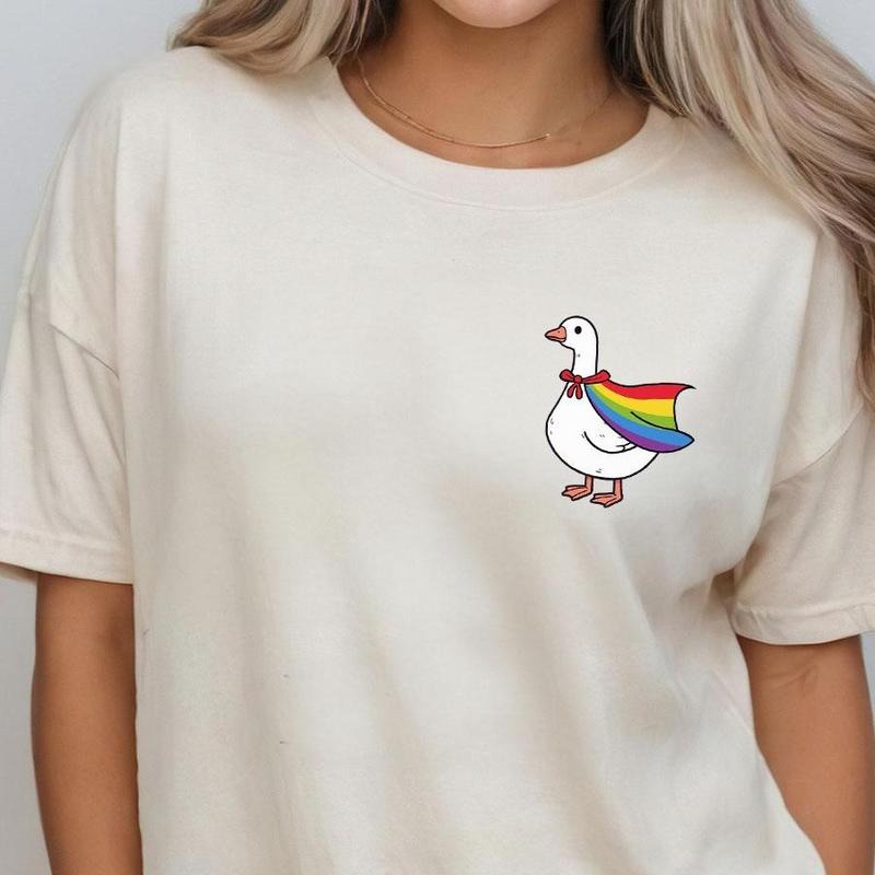 Rainbow Goose Shirt, LGBT Shirts, Pride Month Gifts, Gay Shirt, Transgender Shirt, Human Rights Shirt, LGBTQ+ Tee, Shirts For Women, Funny Goose Shirt, Gifts For Her, Goose Tee, Women's Tops, Silly Goose Shirt, Lesbian T-Shirts Casual Comfort Breathable