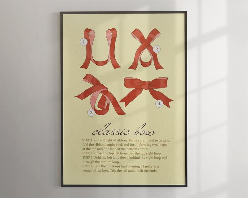 Red Bows Aesthetic Print, Red Wall Decor, Trendy Wall Poster, Y2k Aesthetic Poster, Aesthetic Wall Art, Vintage Room Decor, Poster Prints No Frame, Gifts For Women Wall Art Decor, Home Decoration, Vintage Poster Art, Gifts For Birthday Artwork Landscape