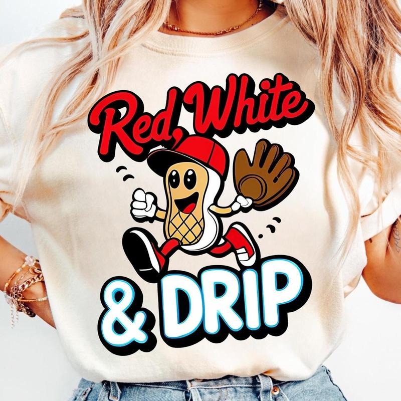 Red White And Blue Ice Cream Drip Baseball Stuff 4th of July Shirt, Patriotic American Flag Shirt, Red White And Blue Drip Tee