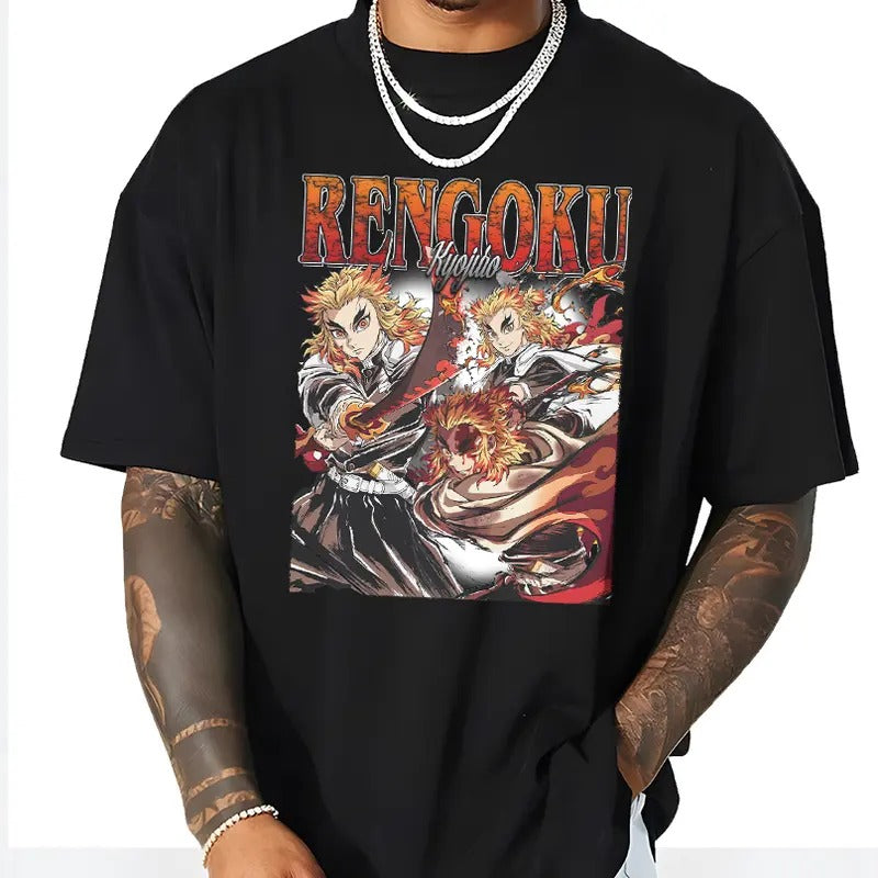 Rengoku Kyojuro Shirt, Kyojuro Rengoku Sweatshirt Hoodie, Demon Slayer t-shirt, Kimetsu no Yaiba Shirt, Anime sweatshirt hoodie, Anime lover t-shirt Menswear