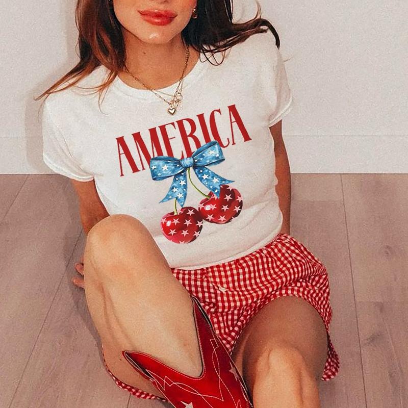 Retro America Baby Tee, America 4th July Unisex Shirt, 4th Of July Crop Top, Coquette America Baby Tee, Retro American Girl Shirt, Retro USA FlagShirt