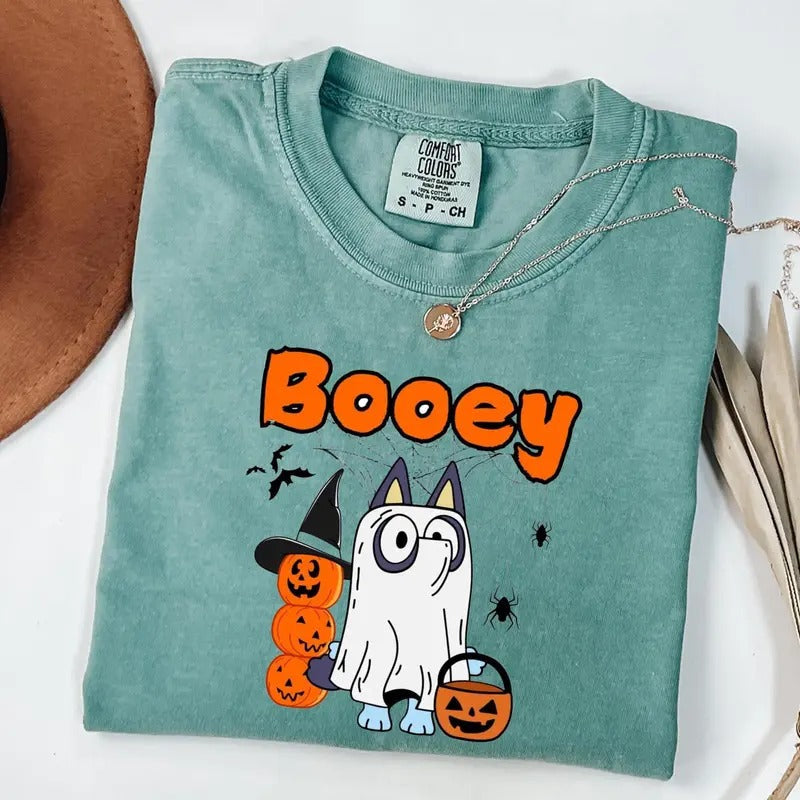 Retro Bluey Halloween Shirt, Spooky Season Sweatshirt, Booey Funny Halloween Tee, Witchy Bats T-Shirt, Spooky Vibes Shirt