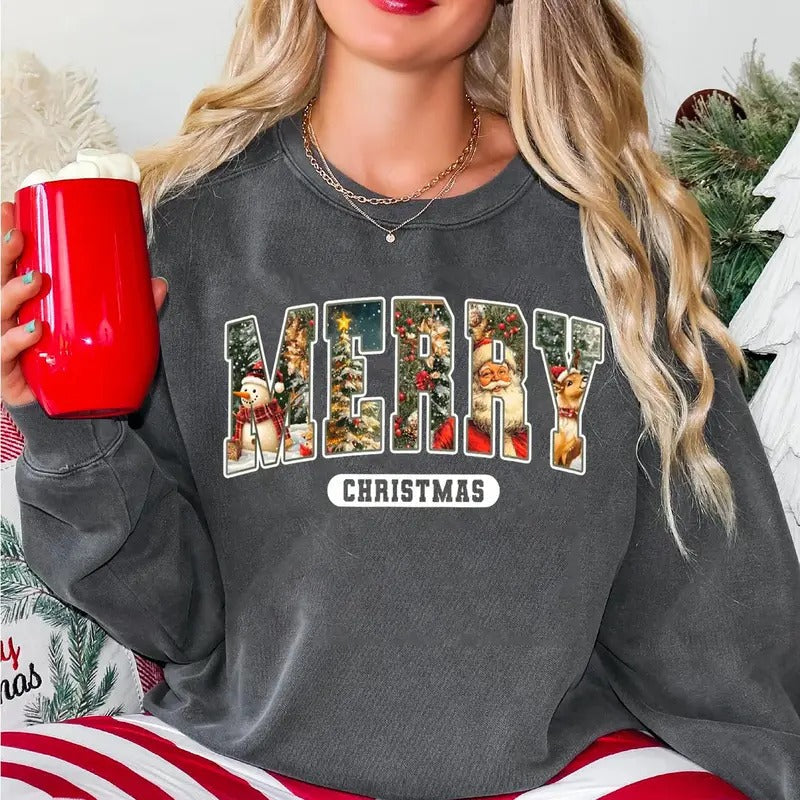 Retro Christmas Sweatshirt, Christmas Shirt, Vintage Christmas Sweater, Santa Claus Shirt, Vintage Christmas Sweatshirt, Merry Christmas Shirt,