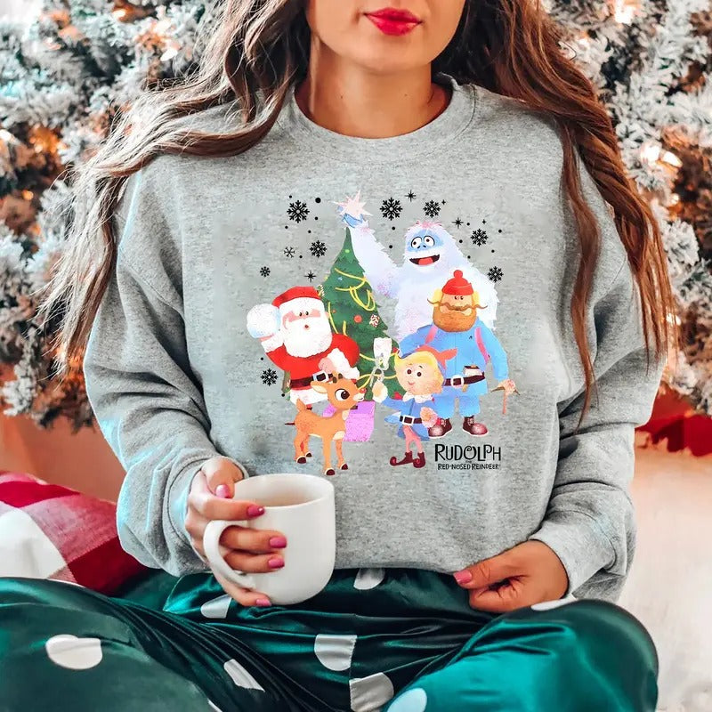 Retro Christmas Sweatshirt, Vintage Rudolph Christmas Shirt, Rudolph Red Nosed Reindeer Crewneck, Cute Christmas Shirt, Family Christmas Tee, 90s Christmas Crewneck, Cute Santa Shirt, Cozy Winter Sweater