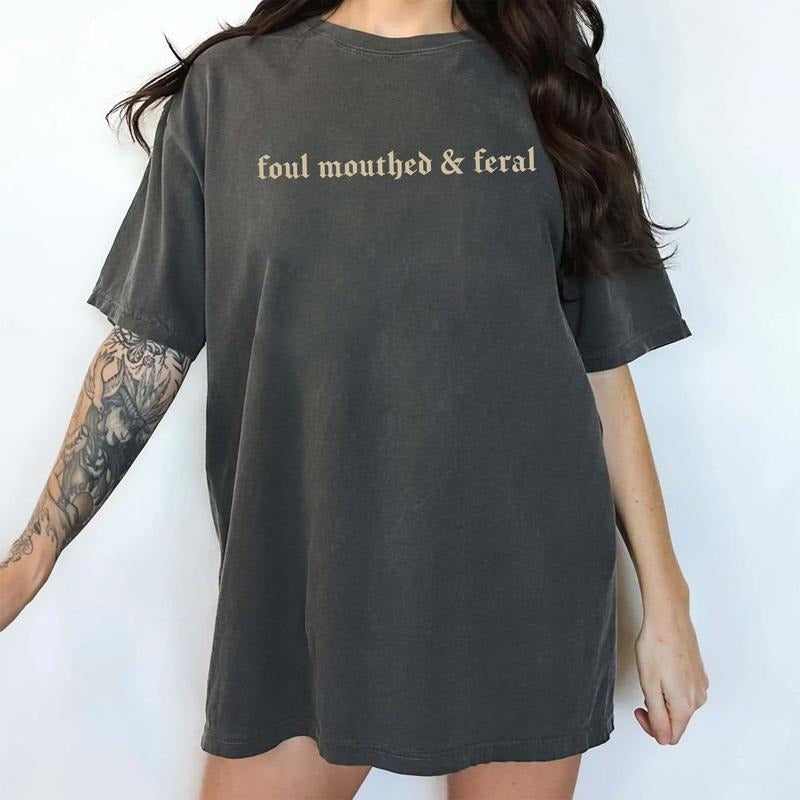 Retro Foul Mouthed and Feral Shirt Comfort Colors, Feral Mom T-shirt, Feral Tees for Women, Sarcastic Tops, Funny Mom Life Tshirt, Casual Womenswear
