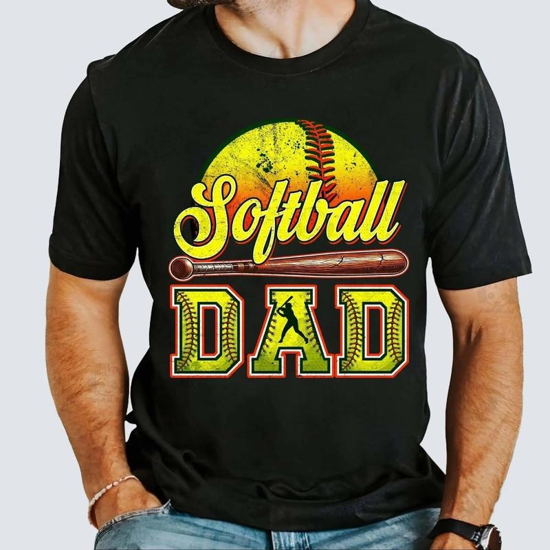Retro Softball Dad Shirt for Men Funny Game Day Father's Day Gift Unisex Premium 100% Cotton