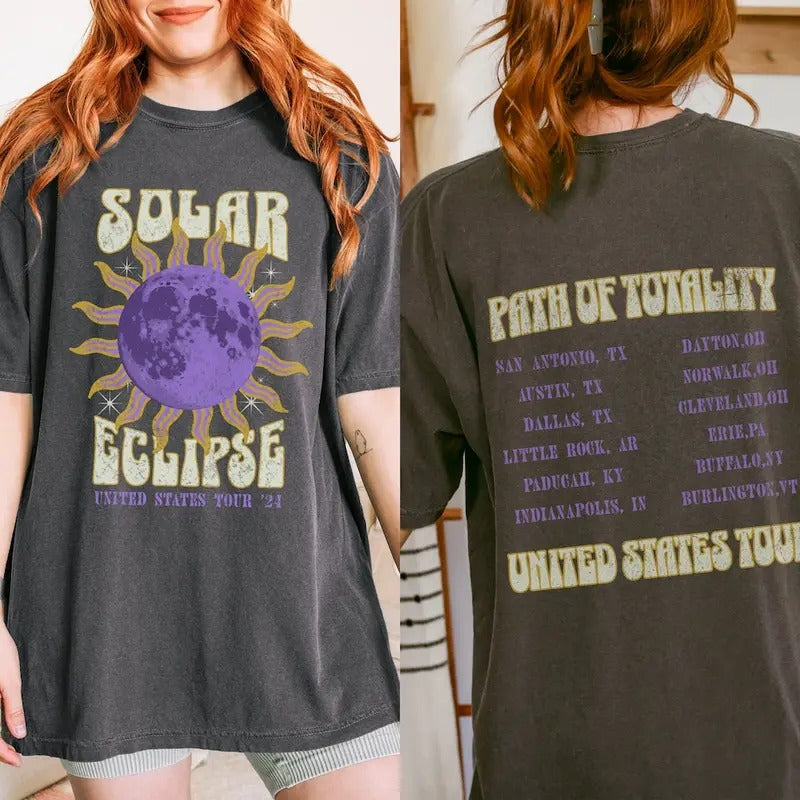 Retro Solar Eclipse 2024 United States Tour Tee - Sun, Moon, and Totality Vibes