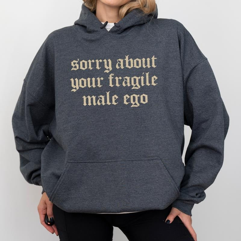 Retro Sorry About Your Fragile Hoodie, Strong Girls Hooded Sweatshirt, Women's Rights Hoodies, Funny Empowerment Women's Tops, Soft Long Sleeve Pullover, Casual Womenswear