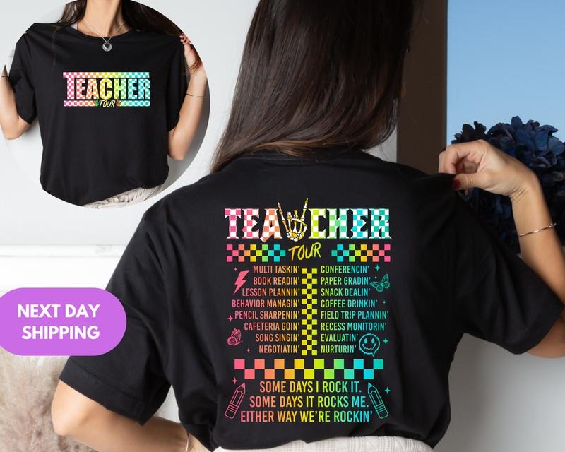 Retro Teacher Tour Front And Back Print Shirt Gift For Teacher Teacher Tour Shirt End Of Year Shirt Teacher Gift Back To School Shirt Latarshia Grant Top Womenswear