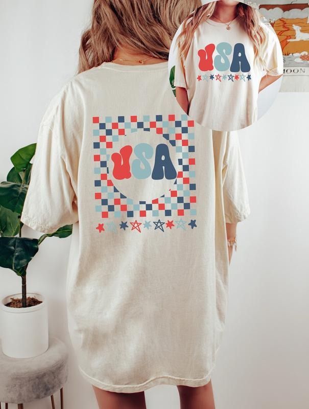 Retro Usa Shirt 4th Of July Tee Retro Funny Fourth Shirt Womens 4th Of July Shirt America Patriotic Shirt Independence TK43GN