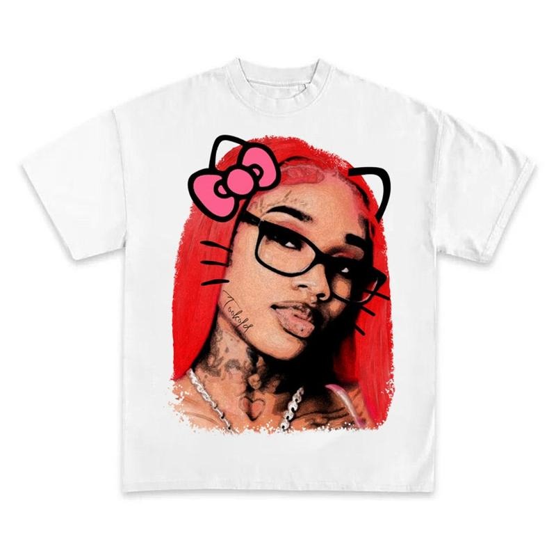 Retro Vibe Sexyy Kitty Rap Tee Vintage Style Big Face Hip Hop T-shirt