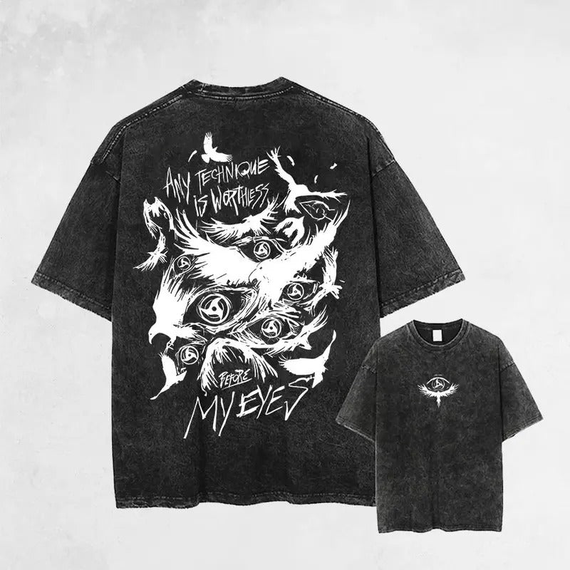 Retro Vintage Uchiha Itachi Sasuke & Naruto Anime Double Printed Oversized Washed Tee Unisex Mineral Anime Manga Washed Heavy Cotton T-shirt, Gift For Anime Fan, Anime Lover Sweatshirt, Hoodie, Comfort Colors