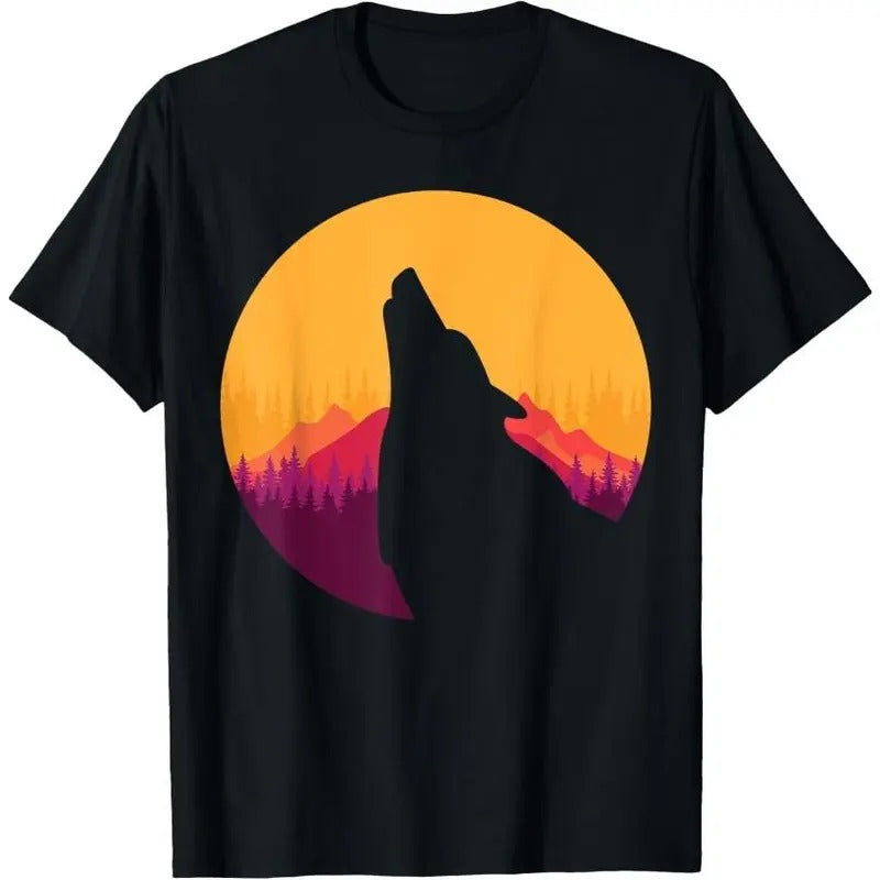 Retro Wolf Howling Wildlife Animal - Wolves Vintage Wolf T-Shirt