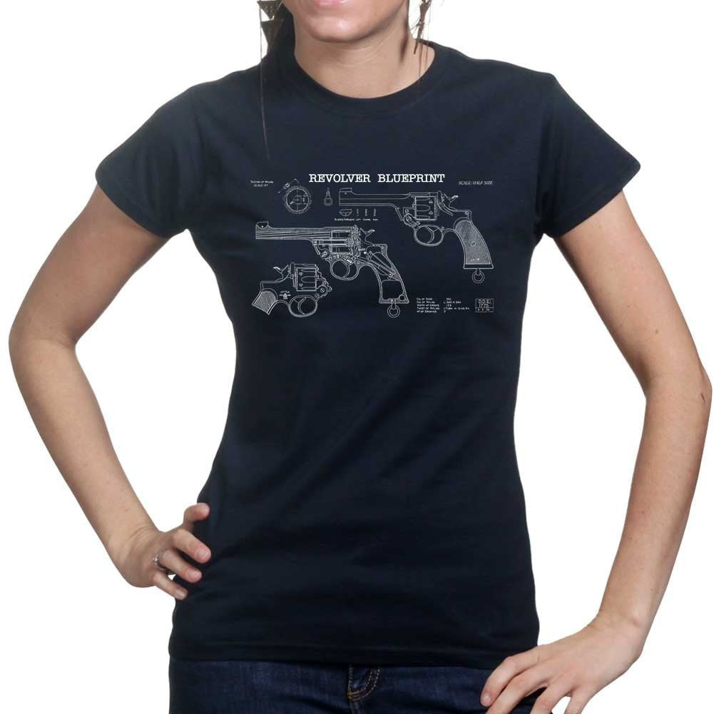 Vintage Revolver Blueprints Ladies T-shirt
