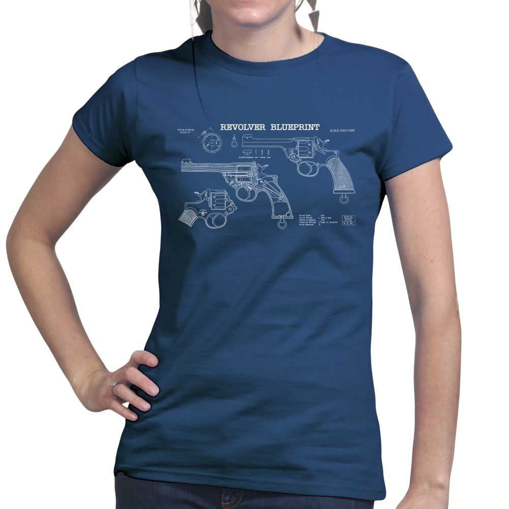 Vintage Revolver Blueprints Ladies T-shirt