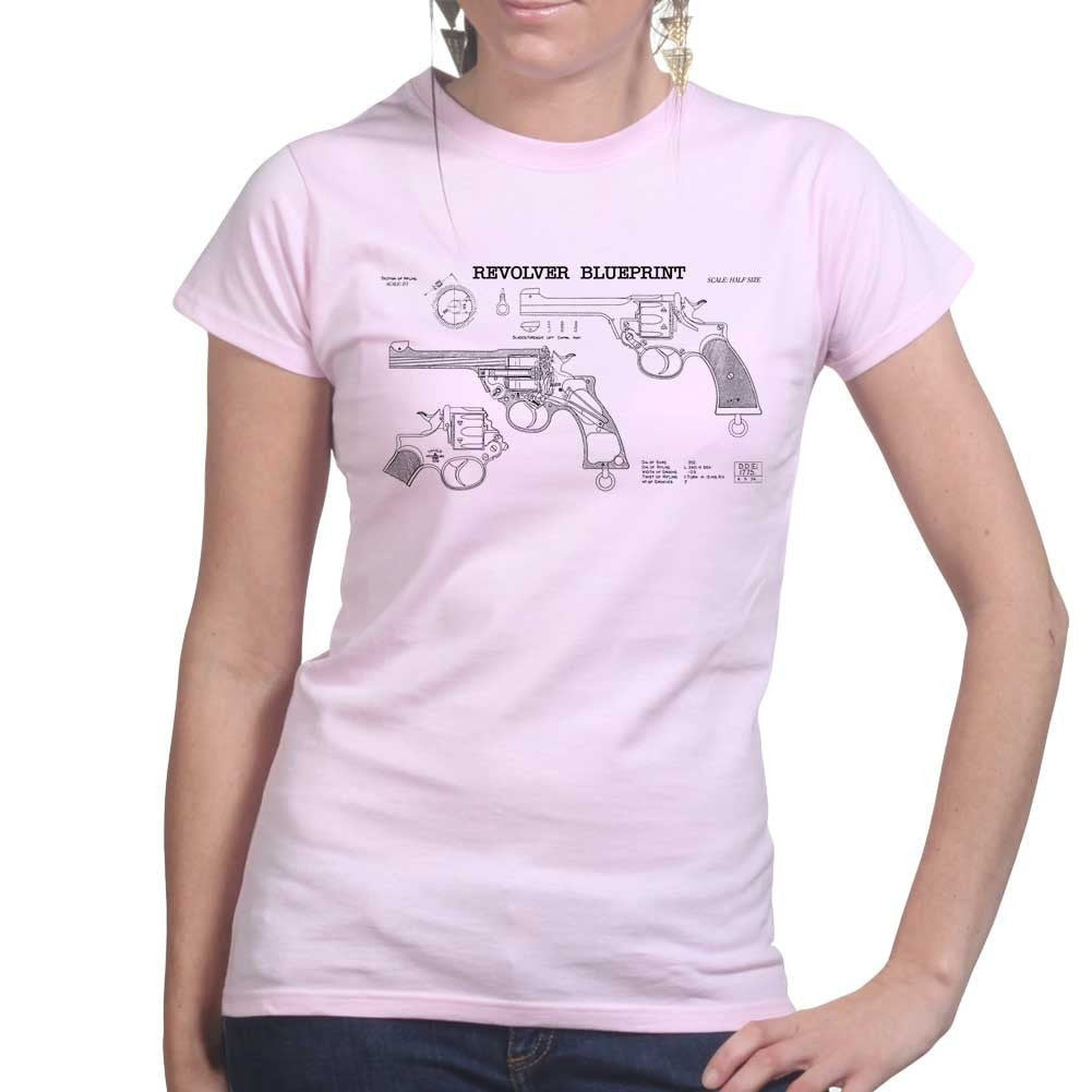 Vintage Revolver Blueprints Ladies T-shirt Style001
