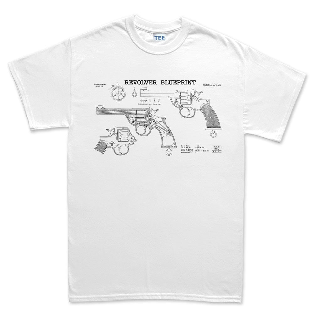 Vintage Revolver Blueprints Men's T-shirt Style001