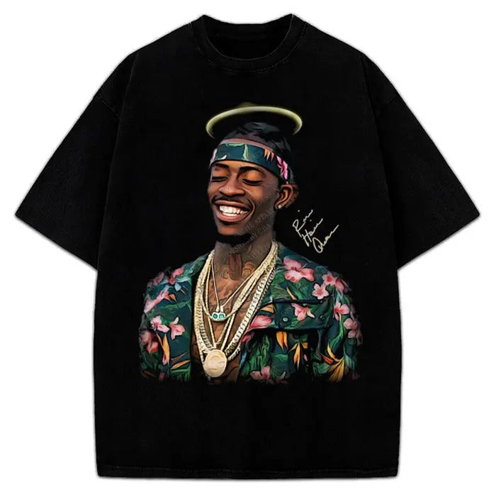 Rich Homie Quan Flex Forever Tribute Custom Graphic Black T-Shirt R.I.P Graphic Tee Crewneck Cotton Menswear Top