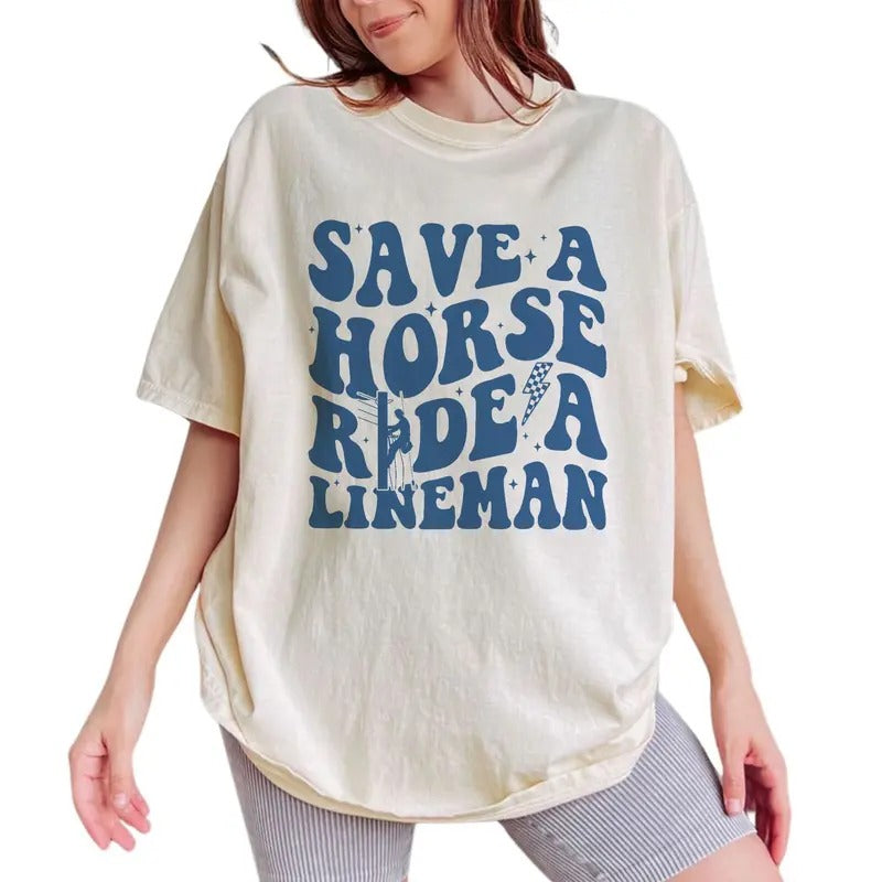 Ride A Lineman Shirt, Line Wife Tee, Spoiled Wife Graphic Printed Tee, Wifey Unhinged Shirt, Lineman's Girlfriend T-shirt, Wife Life Comfy Fabric Graphic Tee, Women's Top, Womenswear, Cotton Fabric Relaxed Tee