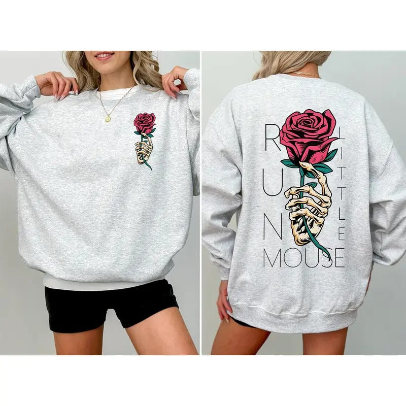Run Little Mouse Sweatshirt, Haunting Adeline Hoodie, Cat & Mouse Duet Shirt, Dark Romance Gift, Smut Reader, Book Lover Gift Unisex Soft Comfort Crewneck Pullover Long Sleeves Graphic Fabric Sweater