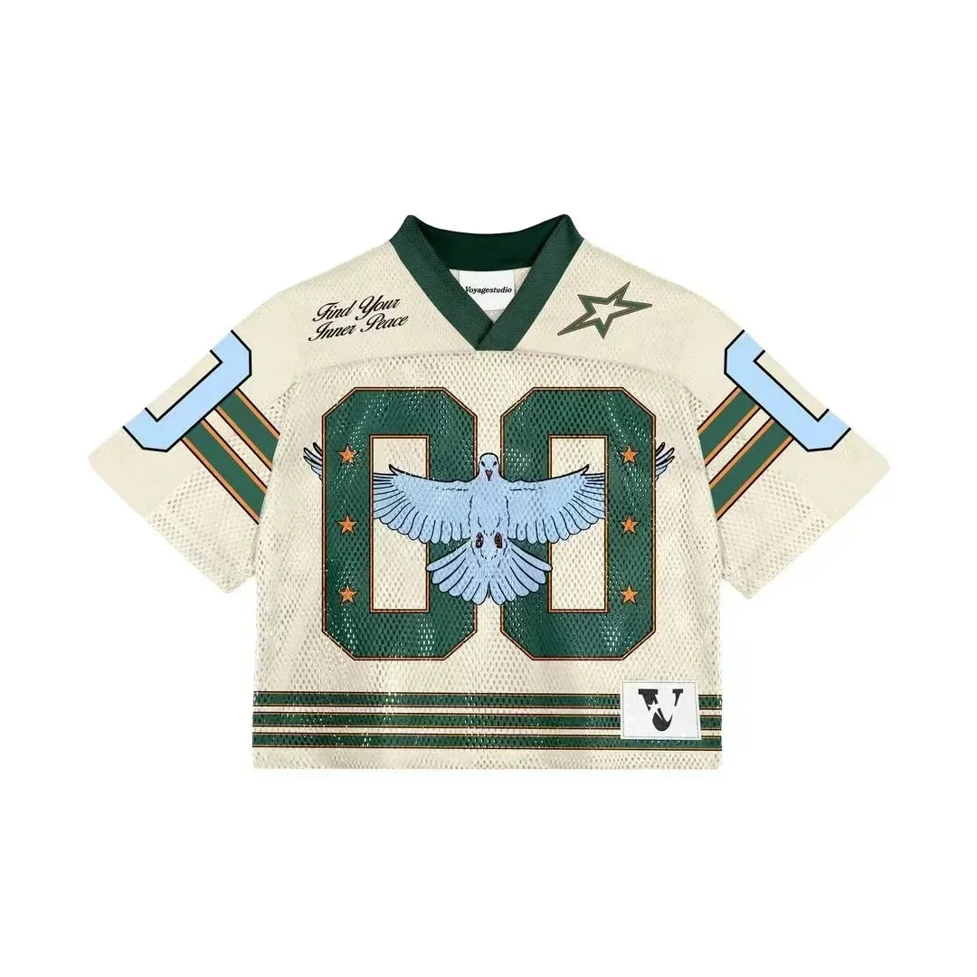 American Trendy Y2K Crop Top Mesh Baseball Jerseys Style004