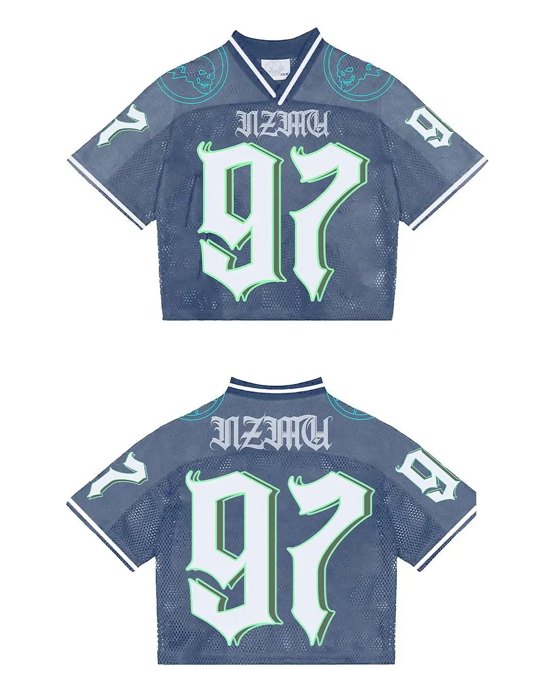 American Trendy Y2K Crop Top Mesh Baseball Jerseys Style002