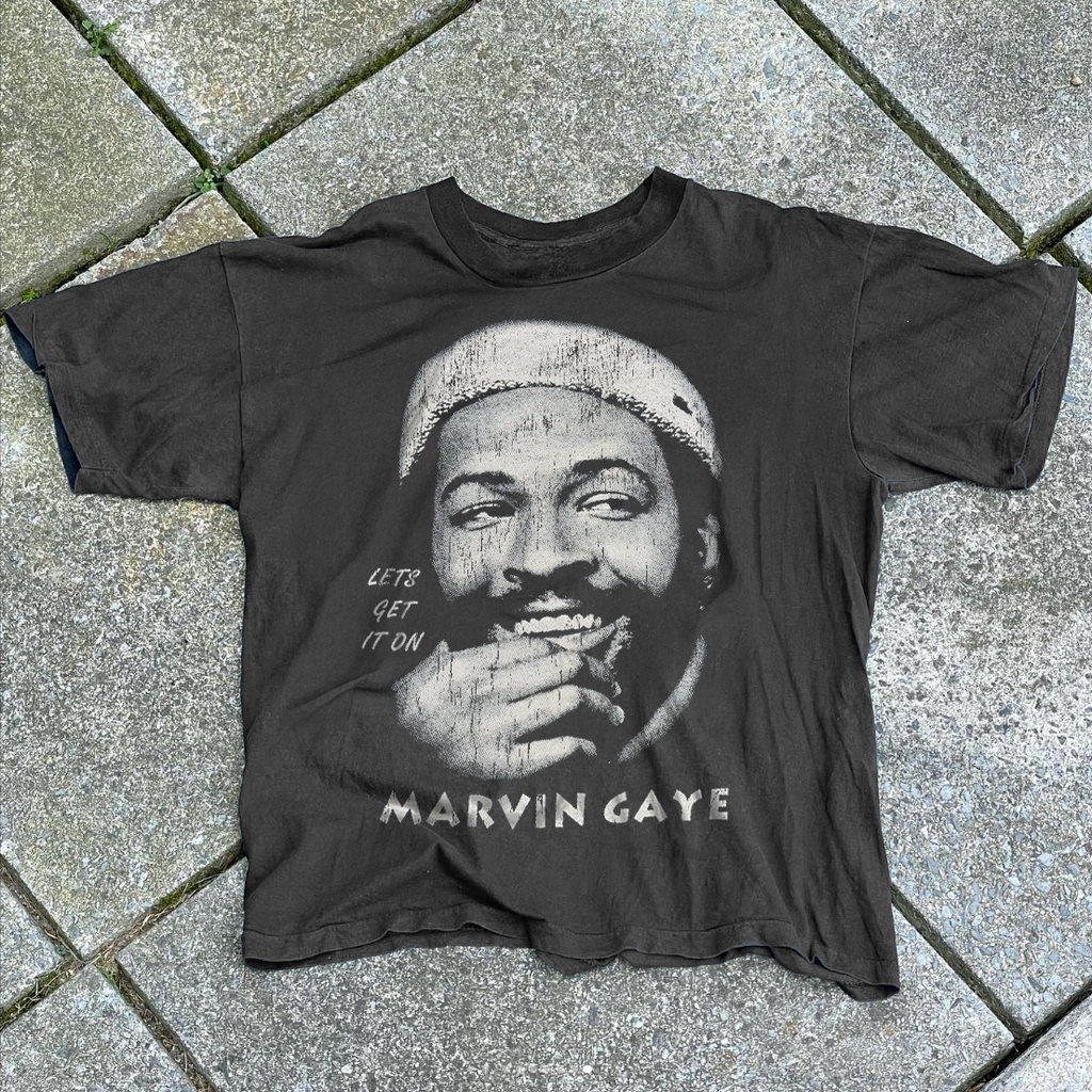 MARV1N GAYE LETS GET IT ON 80-90 VINTAGE WASHED BLACK T-SHIRT