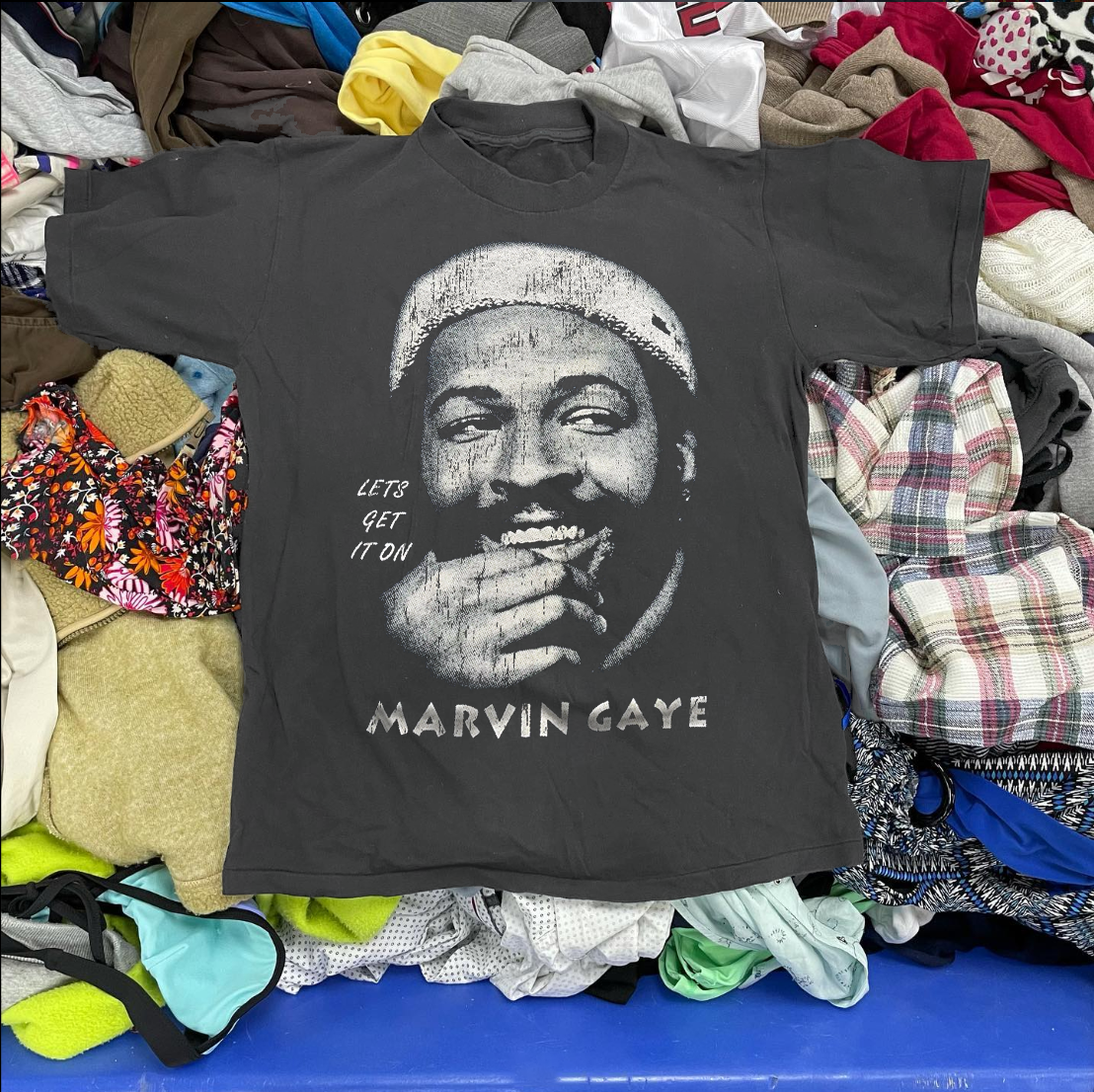 MARV1N GAYE LETS GET IT ON 80-90 VINTAGE WASHED BLACK T-SHIRT