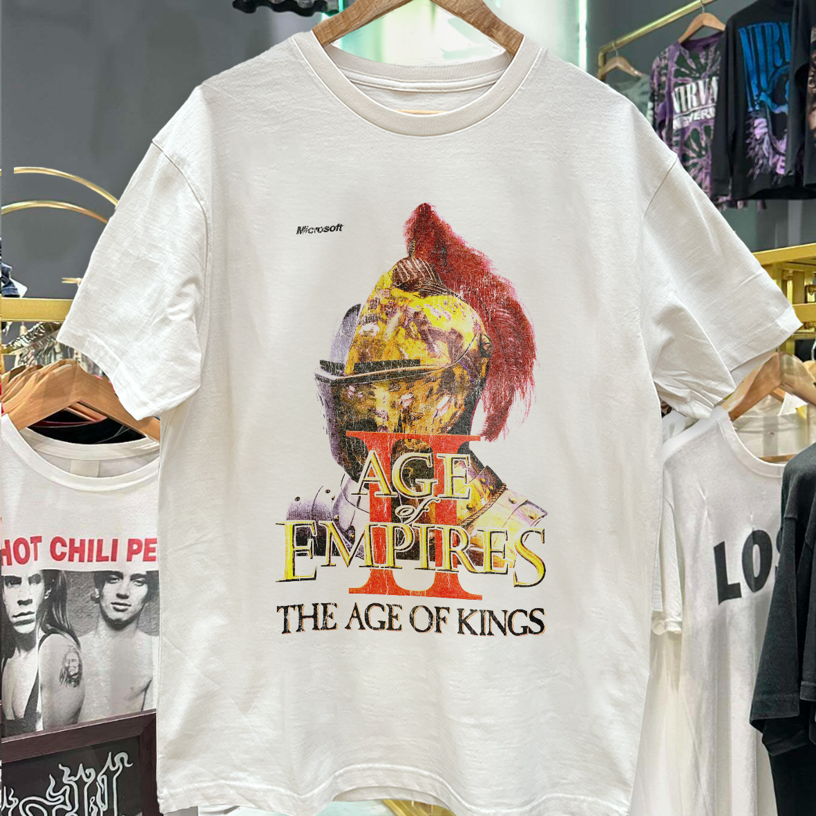 AOE2 THE AGE OF KINGS WHITE VINTAGE WASHED WHITE T-SHIRT
