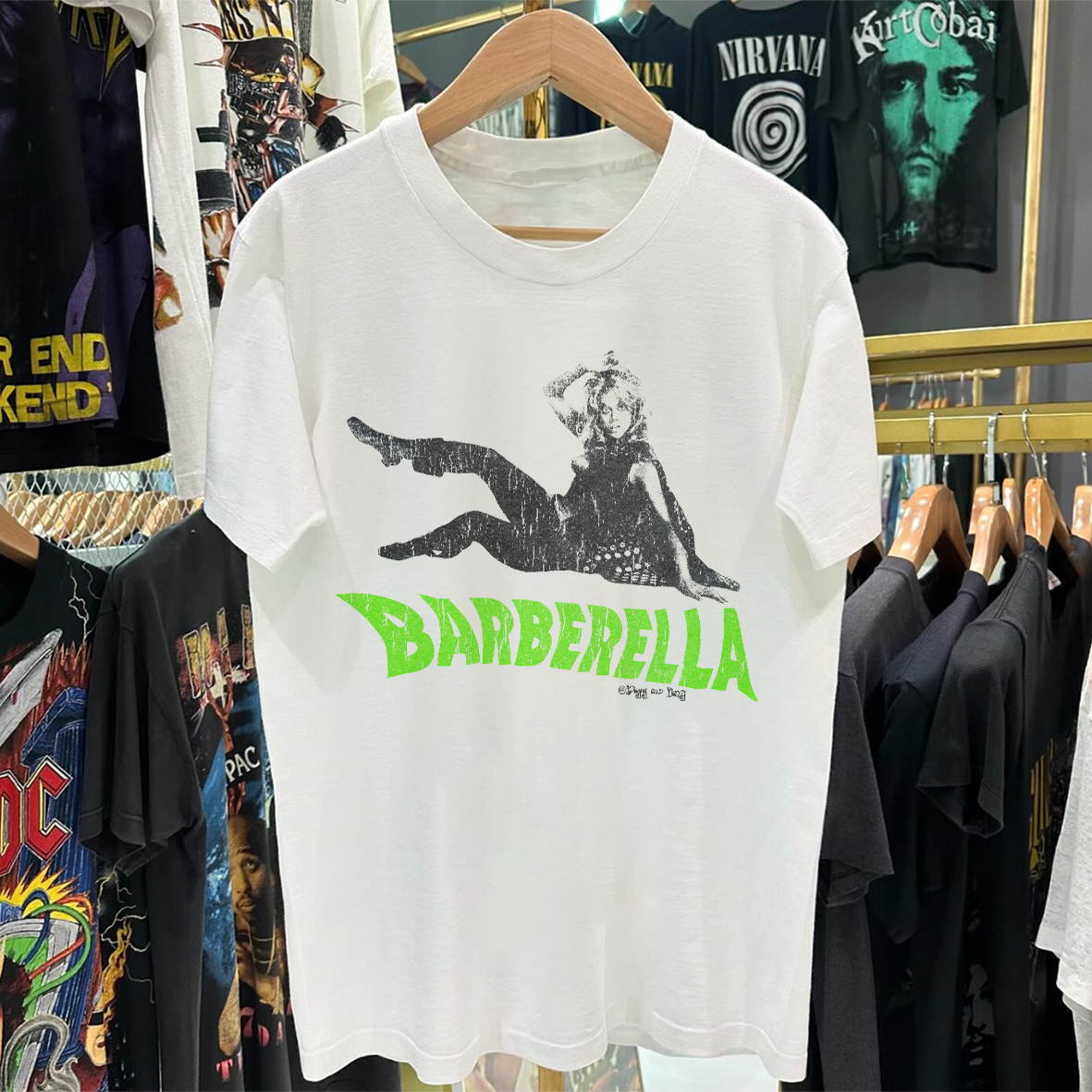 BARBARELLA (JANE FONDA) PROMO VINTAGE WASHED WHITE T-SHIRT